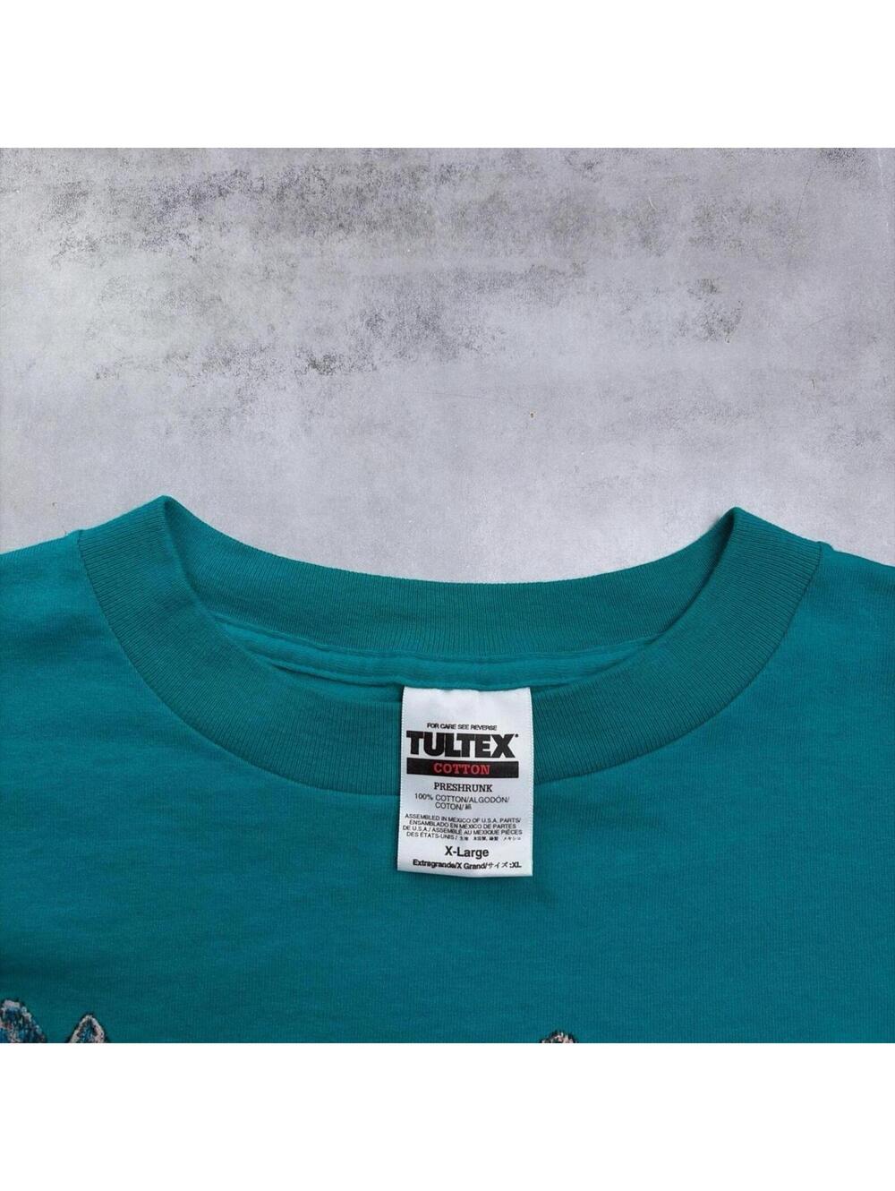 Vintage Teal Wolf Nature Graphic T-Shirt - Picture 7 of 8